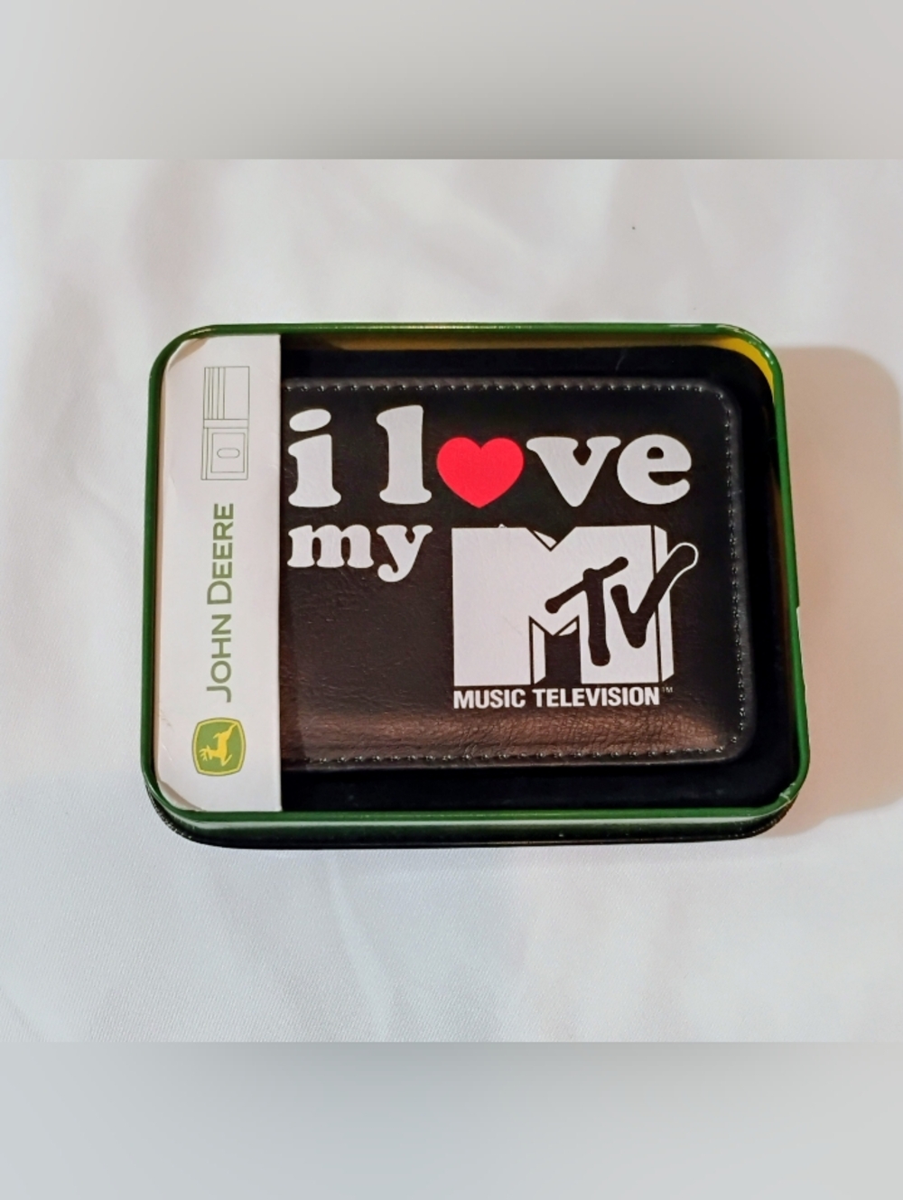 John Deere Black Wallet with Red Heart MTV Logo